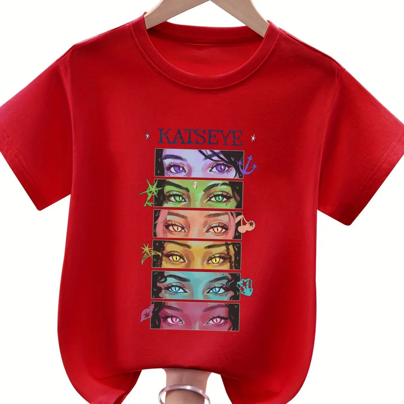 KATSEYE Bedrucktes T-Shirt für Kinder, Lässiges Kurzarm-Shirt mit Rundhalsausschnitt, Bequemes T-Shirt für Kinder, Katseye-Design, Baumwoll-Oberteil für Jungen und Mädchen – Detail 5