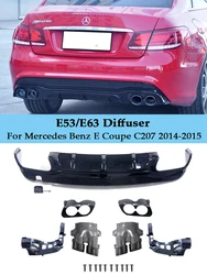 For Mercedes Benz E Coupe C207 W207 E53 E63 AMG Rear Diffuser With Exhaust Pipe E200 E250 E260 E350 2014-2015 Car Accessories
