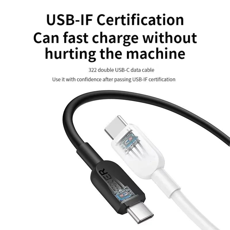 Câble rapide USB-C vers USB-C 204W, en Nylon tressé, Transmission de Charge Flash, câble USB C vers USB C pour iPhone 15 Pro HUAWEI Samsung
