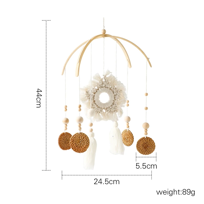Sonajeros móviles de madera para cama de bebé, cascabeles de cuna, estilo bohemio, soporte para juguetes colgantes
