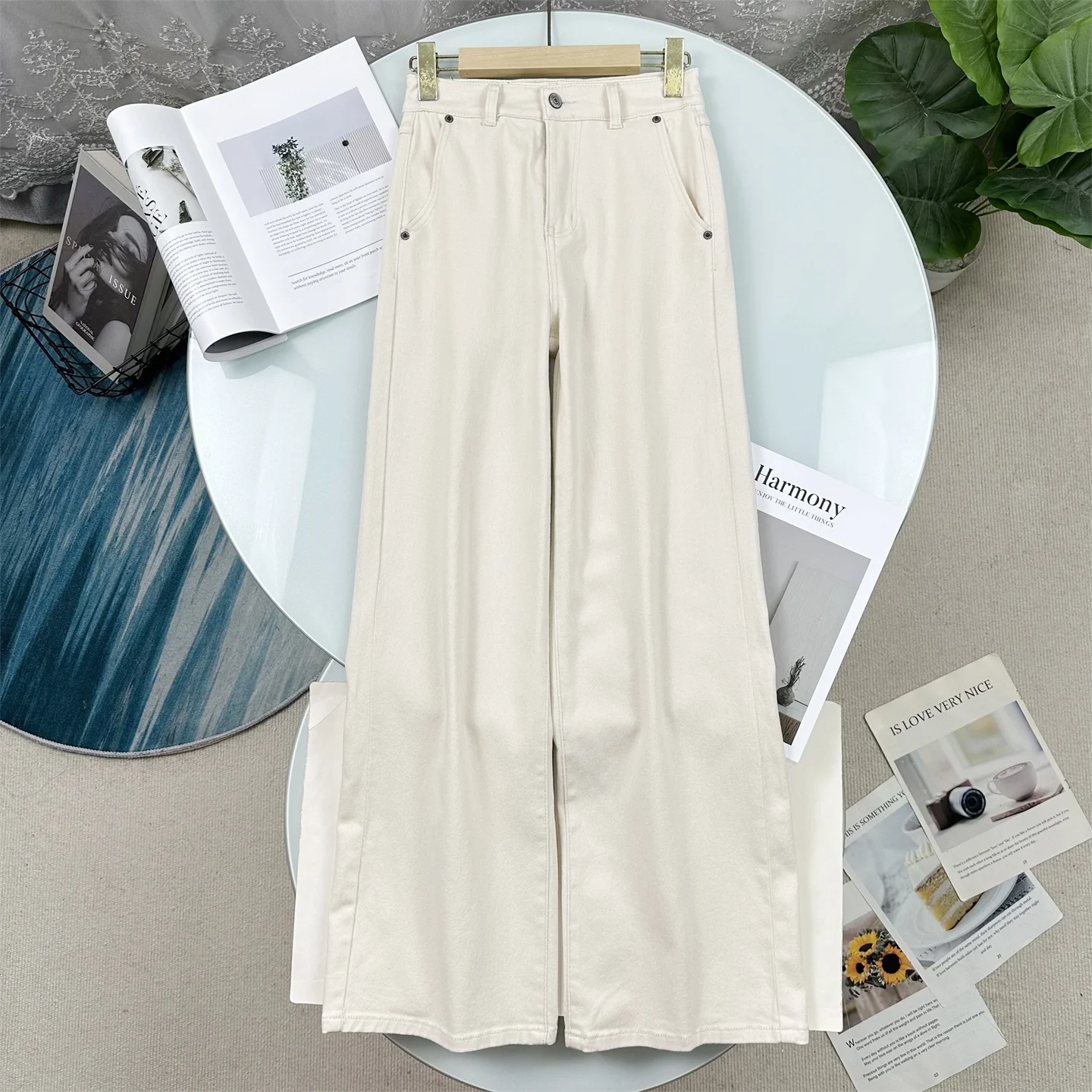 

High Waist Cotton Stretch Straight Leg Jeans Women's Casual Versatile Loose Fit Spring Fashion High Elasticity Denim Pants
