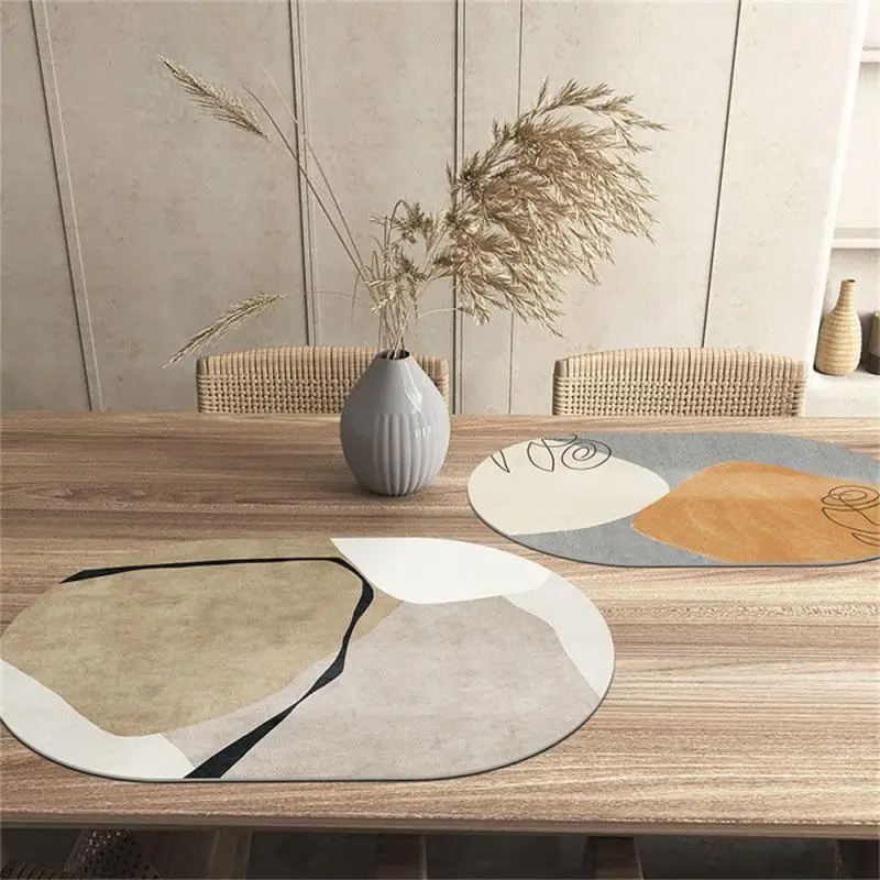 Leather Dining Mat Elliptic Shape Table Mat Waterproof Oil-proof Wash-free Table Pads Breakfast Heat Insulation Mat Kitchen Tool