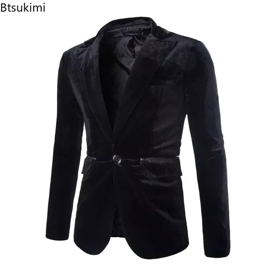 2025 Men's Casual Corduroy Blazers Jacket Autumn Winter Long Sleeve Single Button Slim Suit Jackets Slim Warm Blazers for Men