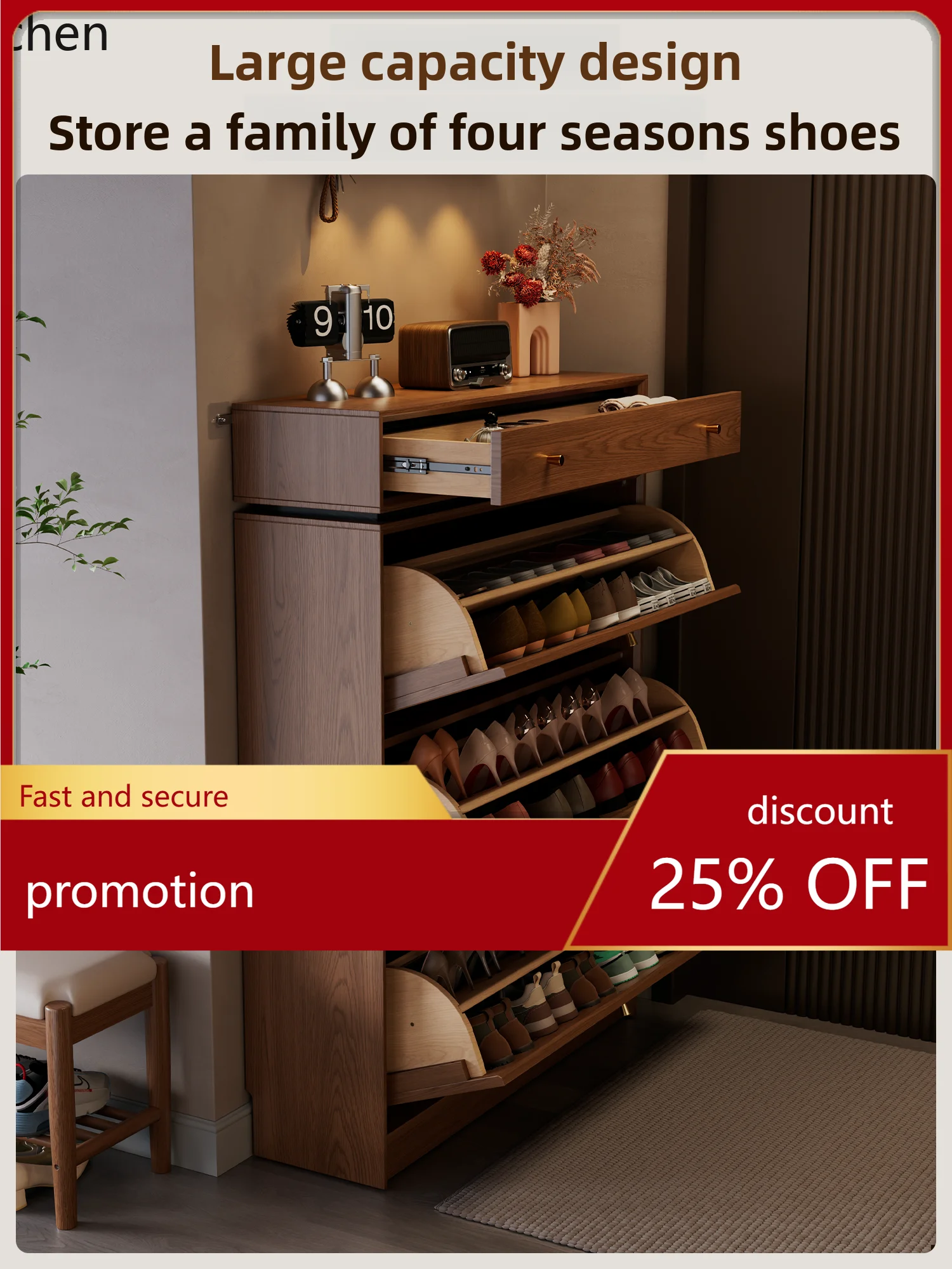 

ZML tipping bucket shoe cabinet solid wood home door indoor creative entrance entrance cabinet integrated small shoe rack