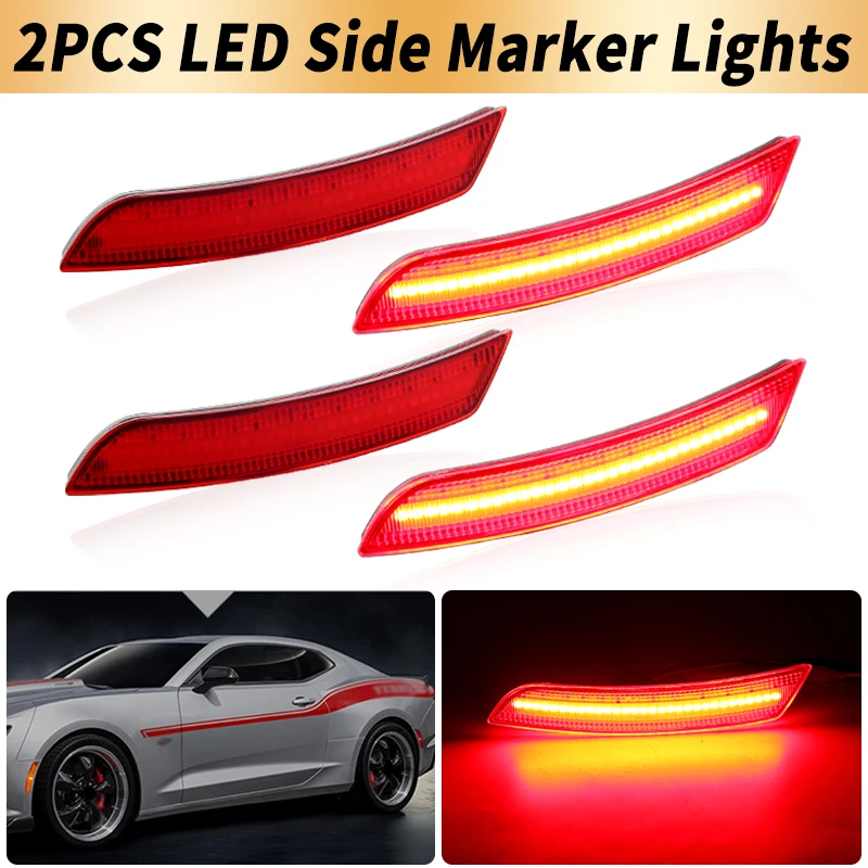 

2PCS LED Side Marker Lights Canbus For Chevrolet Camaro 16-20 For Cadillac CTS 14-18 ATS 15-18 Turn Signal Lamps Car Accessories