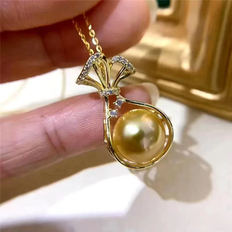 

Designer Jewellry 9-10mm Pearl Pendant AAAA Pearl Genuine Gold Pearl Necklace S925 Fashion Accessory 05