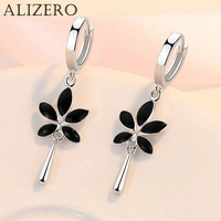 Retro Creative black Maple Leaf Eardrop New Trendy 925 Sterling Silver Earrings For Women Ear Jewelry Girl Valentine's Day Gifts
