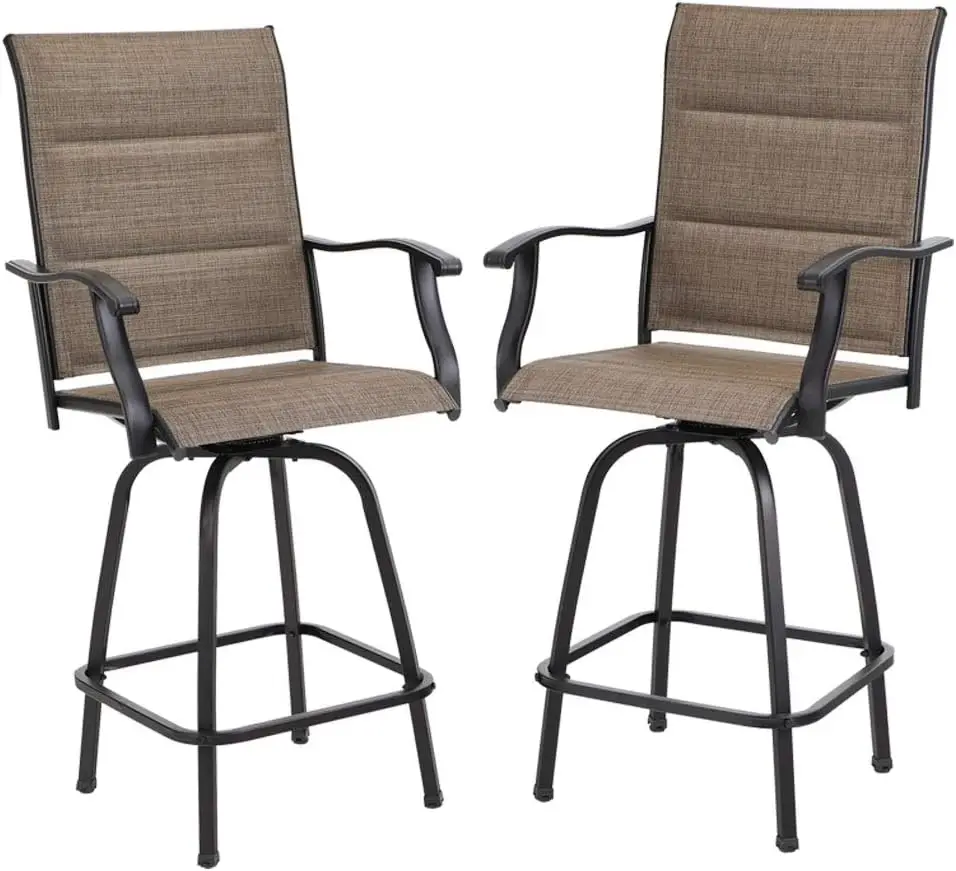 High Top Patio Chairs with Padded  Seating, All-Weather Bar Height Furniture for Kitchen or Outside