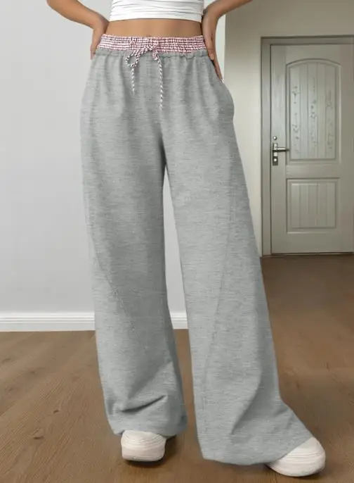 

New Color Blocking Spliced Straight Leg Pants for Women In Autumn 2025