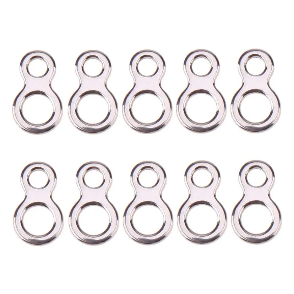 10Pcs Stainless Steel Fishing Solid Ring Double 8 Lure Jig Fishing Lures Connectors 8 Shape Trolling Connector