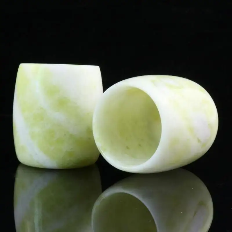 45*55mm Natural Stone Teacup Yellow Jade Cups Chinese Tea Ceremony Master Cup Health Gongfu Teaware Lantian Jade Tea Cup
