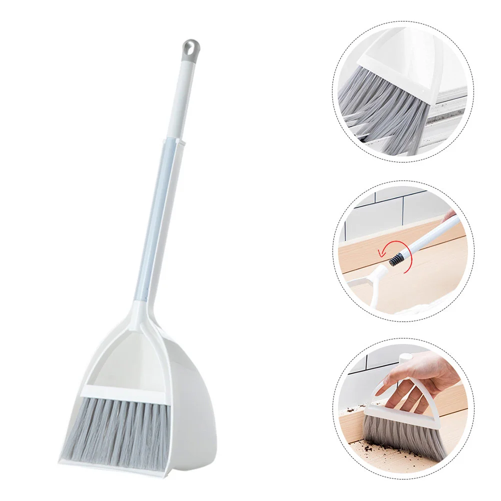 Kids Cleaning Accessories Broom Dustpan Toys for Toddlers Small Mini White Plastic