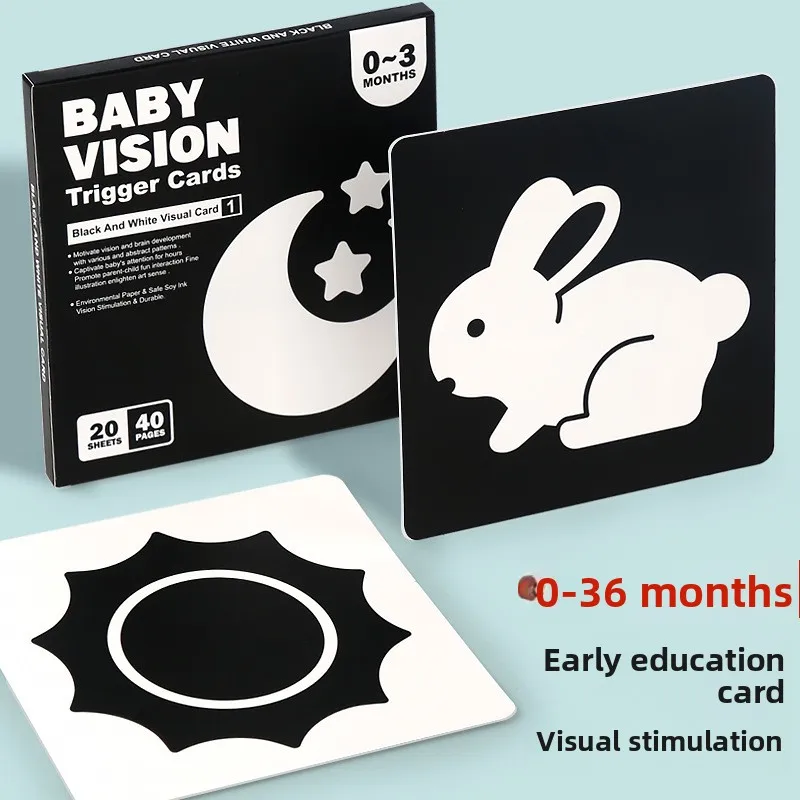 بطاقة أبيض وأسود بطاقة التعليم المبكر للأطفال حديثي الولادة بطاقة التحفيز البصري بطاقة الألوان