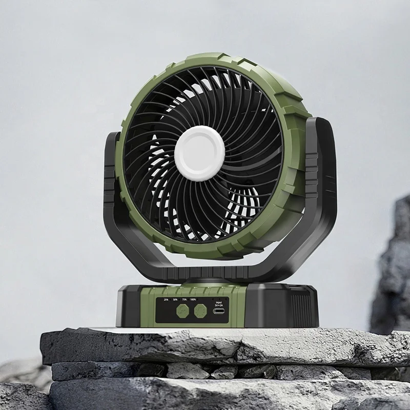 

F8101 Многофункциональный вентилятор Открытый перезаряжаемый стоячий вентилятор со светодиодной лампой для кемпинга Настольный встроенный светильник Потолочный вентилятор