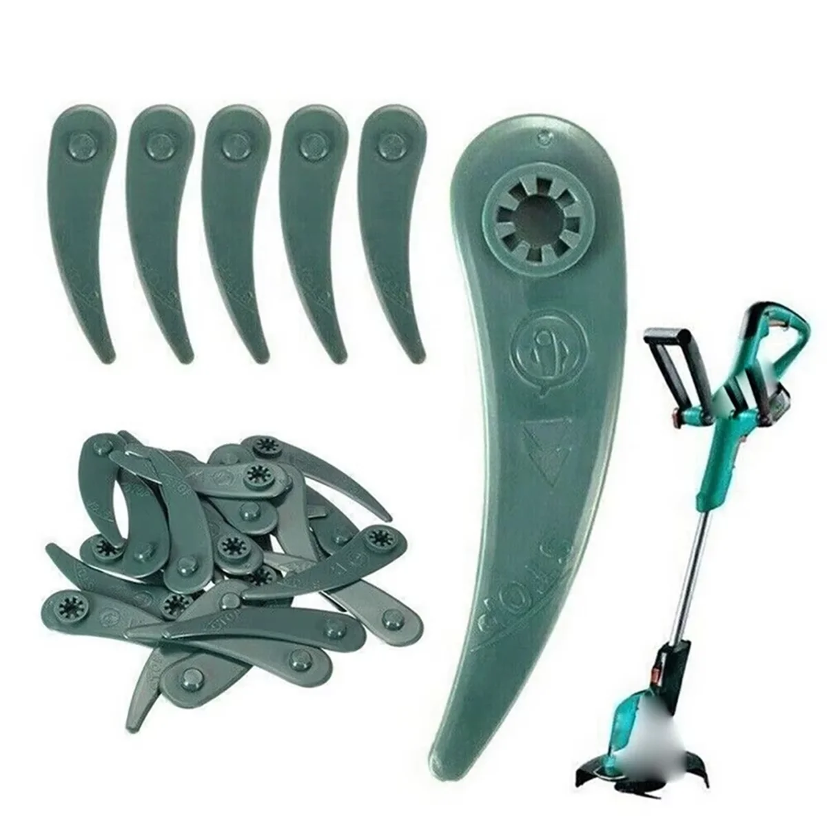 

ABME 100 шт. зеленые пластиковые лезвия для триммера для травы, сменное лезвие, подходит для газонокосилки ART 26-18Li ART 23-18, садовый аксессуар