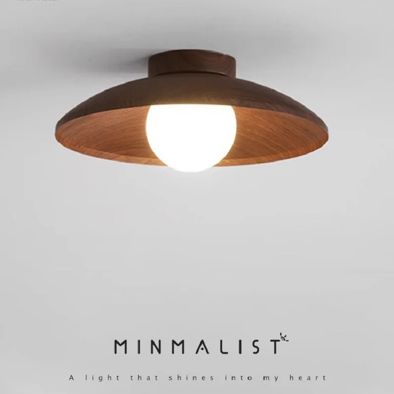Wabi Sabi Retro Iron - Wood Grain LED Ceiling Light - Tri-Color Dimming Wall Switch Control for Corridor & Balcony