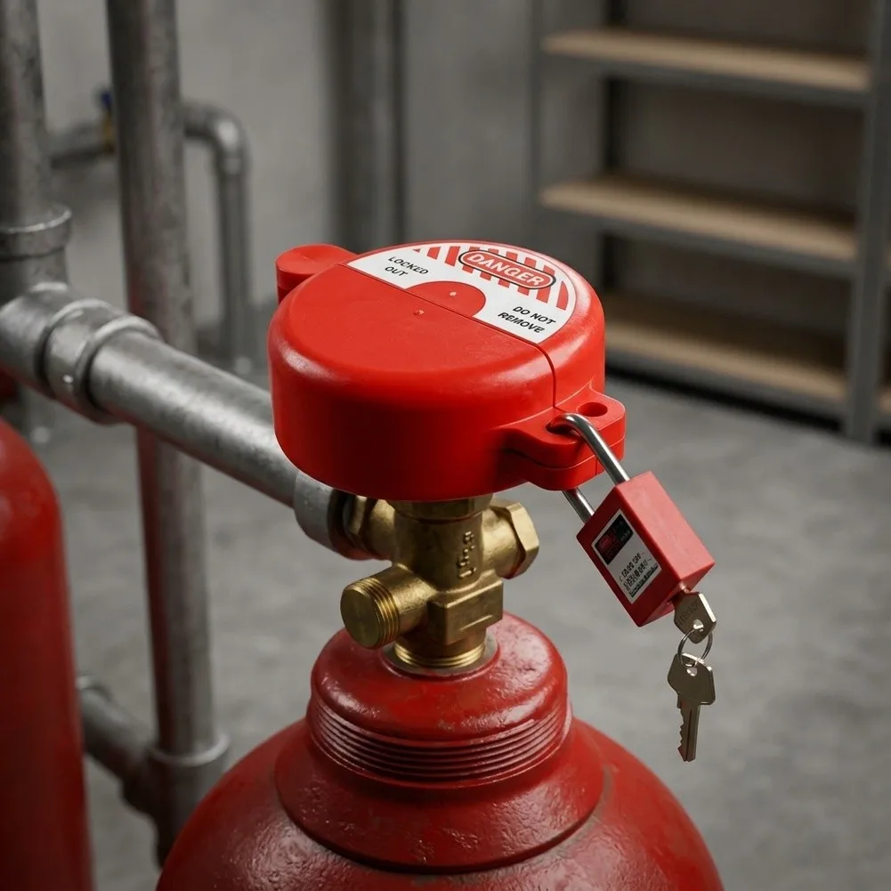 Gas Cylinder for Lock for Water Valve Switch ABS Material Tank Lock with Padlock for Storage Maintenance and Safety Use