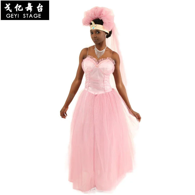 

Cosplay pink wedding dress movie came to the United States stage show costume bride bridesmaid dress princess gauze dress