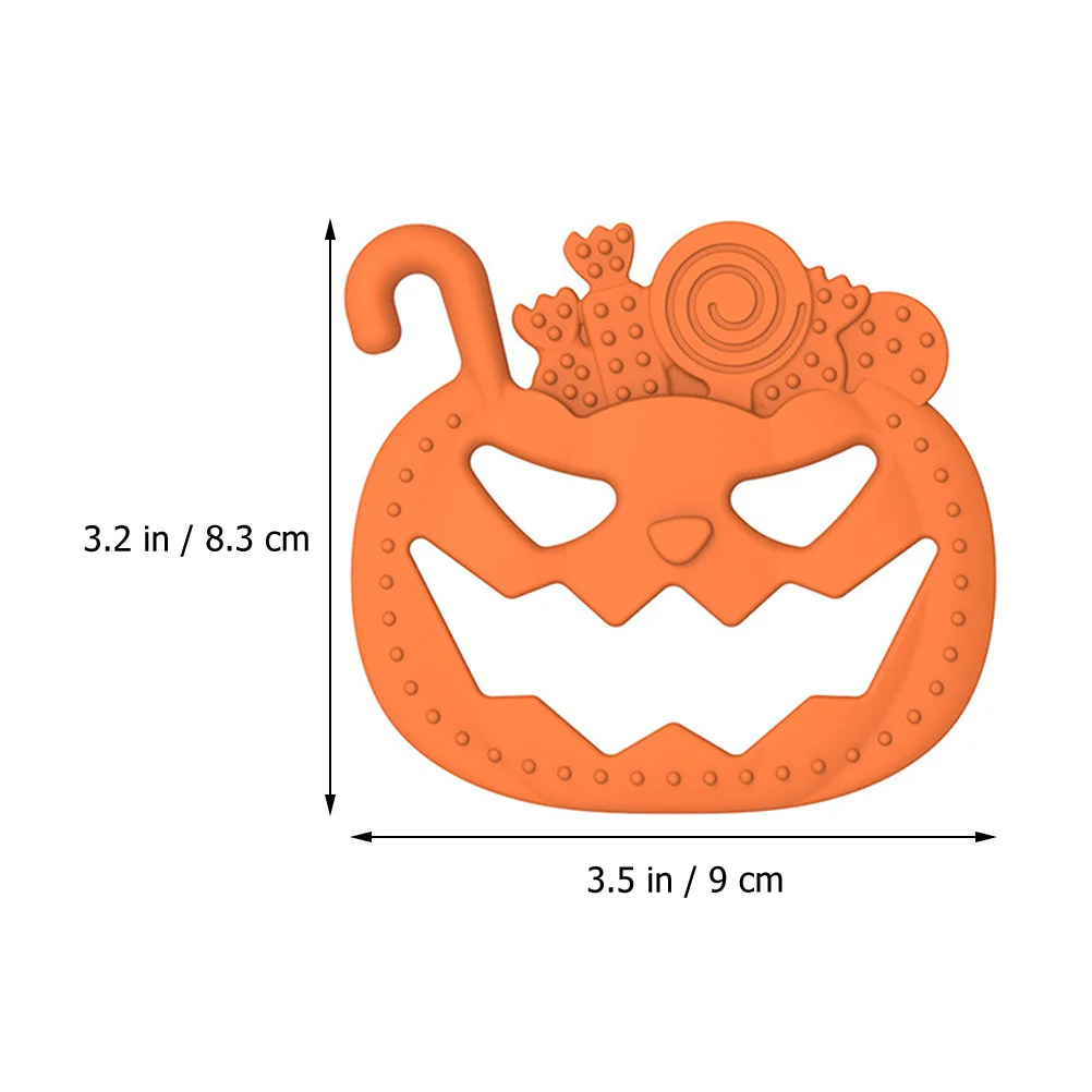 Safe Halloween Baby Teether with Pumpkin Motif Soft Elastic Chewing Surface for Sensory Development and Gum Massage Toddler
