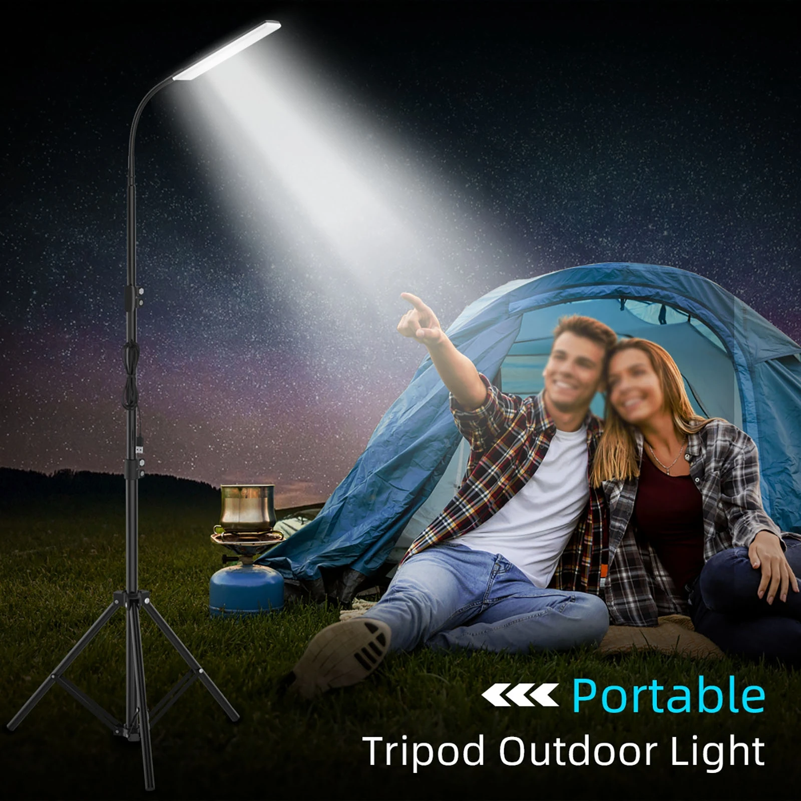 Outdoor Camping Lights Tripod Adjustable Height Photography Stand Fill Light USB 5V Power Supply Charge for Camping BBQ