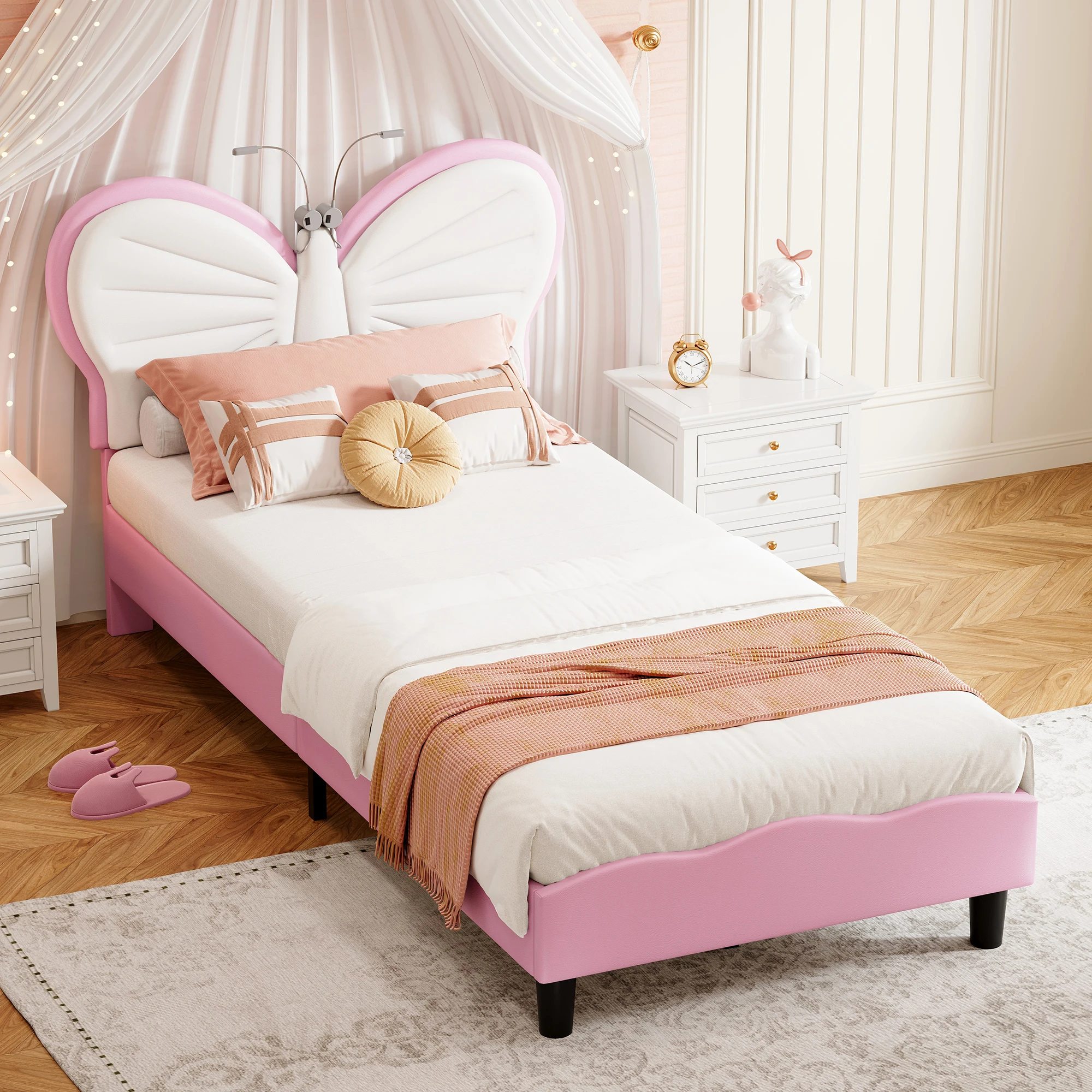 Anajqaqia 90×200 cm Kinderen eenpersoonsbed. Gestoffeerd bed met lattenbodem, diverse soorten bedframes, zonder matras
