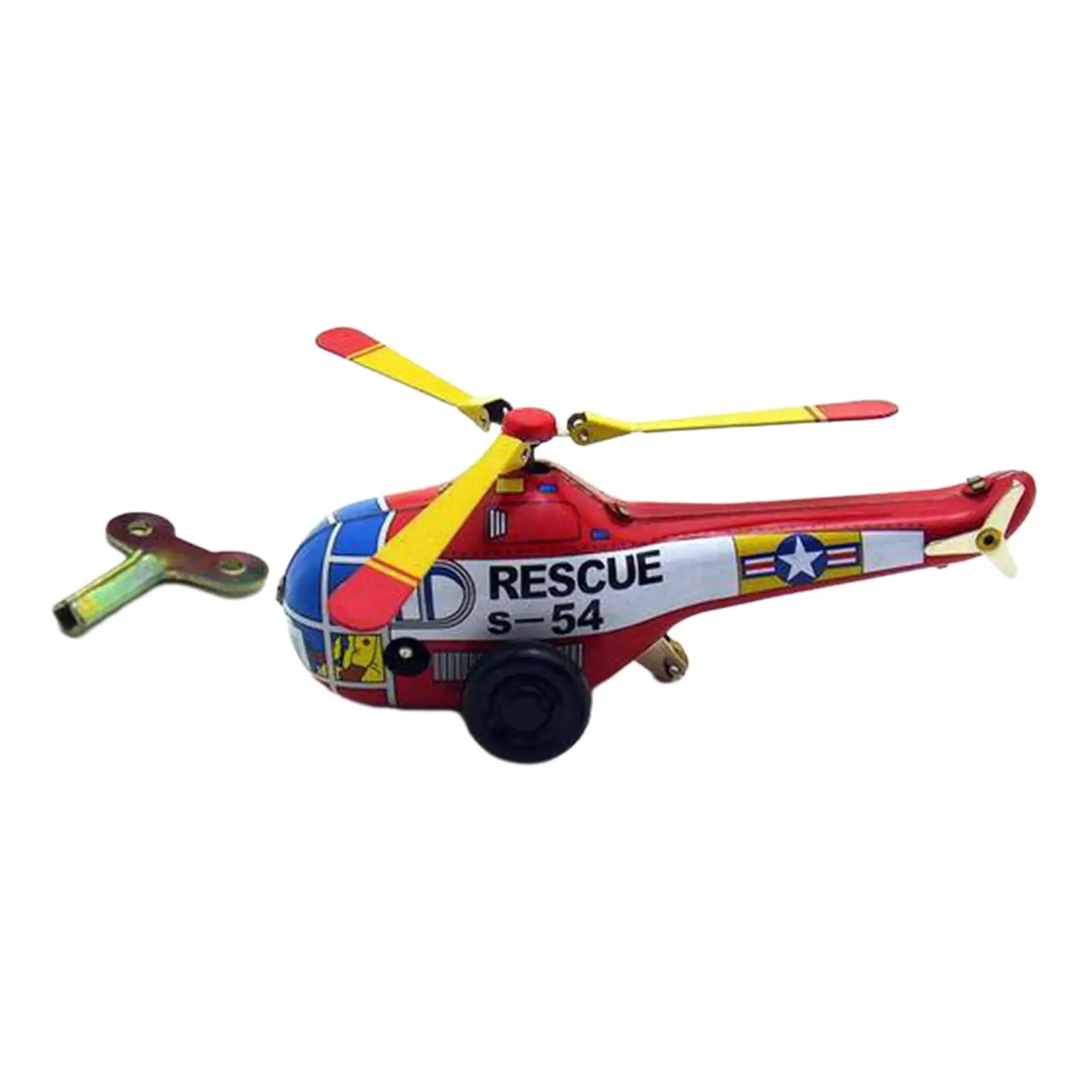 Small Helicopter Tinplate Wind Up Toy Lovely Vintage Crafted Collectibles for Child Ornaments Birthday Gift Adults Party Toy