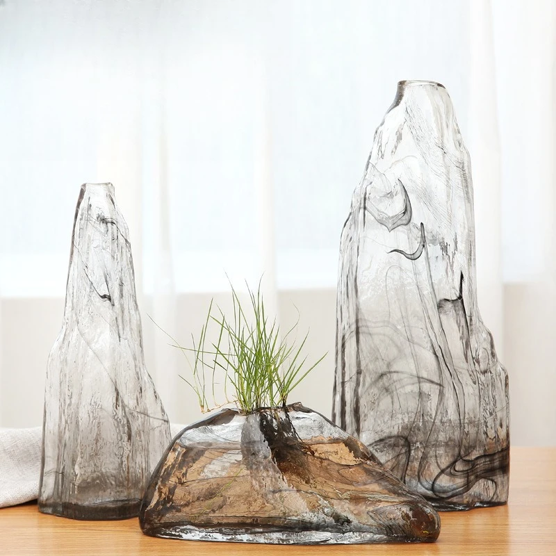 Handicraft new Chinese glass rockery ornament model room living room study tea room office decoration