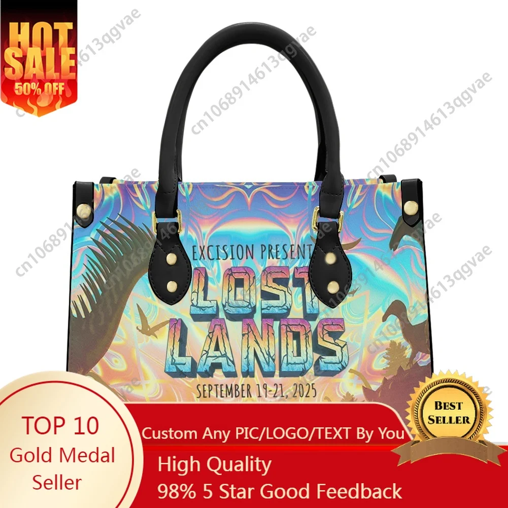 

Lost Lands Music Festival Tote Bag Purse Womens Mens Personalized Text Image PU Leather Handbag Business Shopping Gift Bags