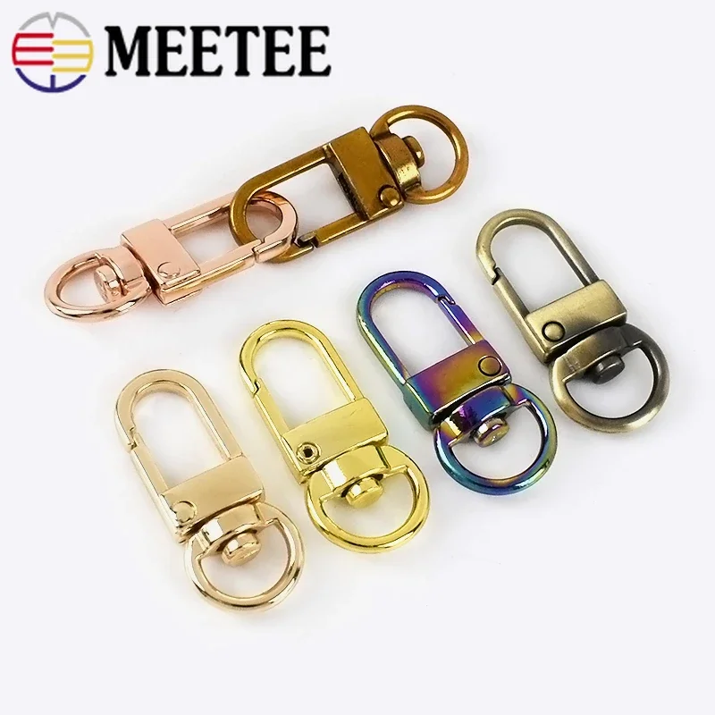 Meetee 10/20Pcs 10mm Metal Bag Strap Buckles Dog Collar Swivel Clasps For Webbing Snap Hook DIY Leather Carfts Accessories