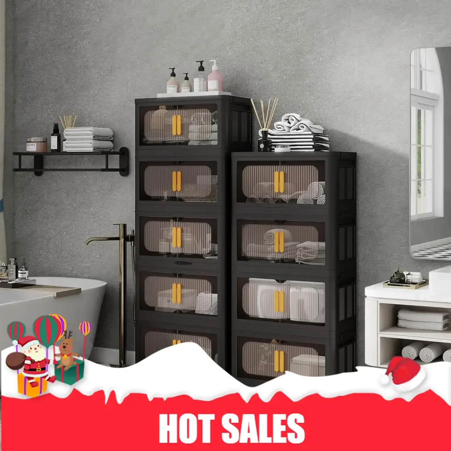 Hot salesOrganic Modern Closet Organizers and Storage, Plastic Cabinet, Stackable Storage Bins, Open Front with Magnetic Door (E