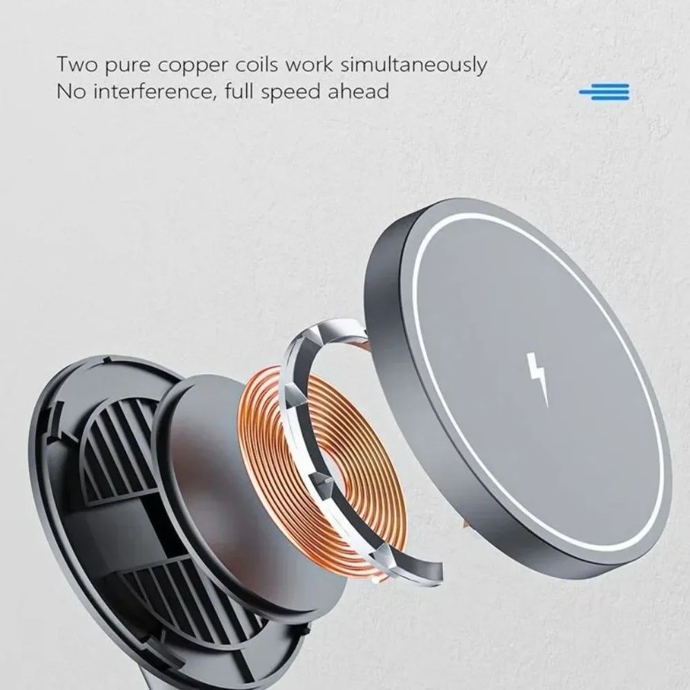 Durable 2 In 1 Wireless Charger Stand Foldable Adjustable Fast Charging Station Portable ABS Cell Phone Charger