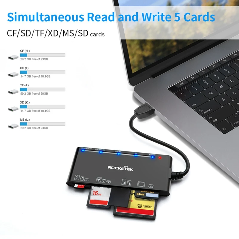 USB 3.0 Multifunction Card Reader CF/XD/MS/SD/TF Card seven in One USB Card Reader 5Gbps for PC Laptop Accessories