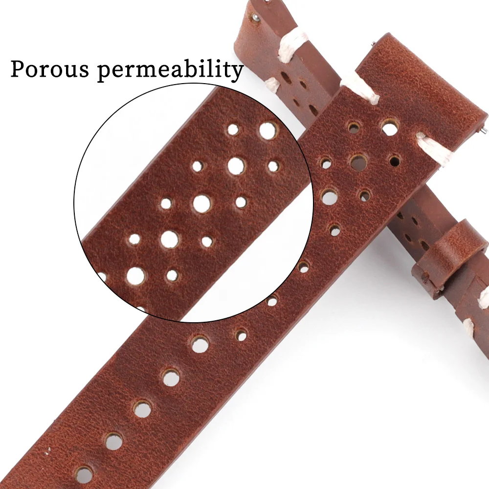 Vintage Genuine Leather Strap Watch Band 18mm 20mm 22mm 24mm Handmade Watch Bracelet Accessories Brown Watch Strap Replacement