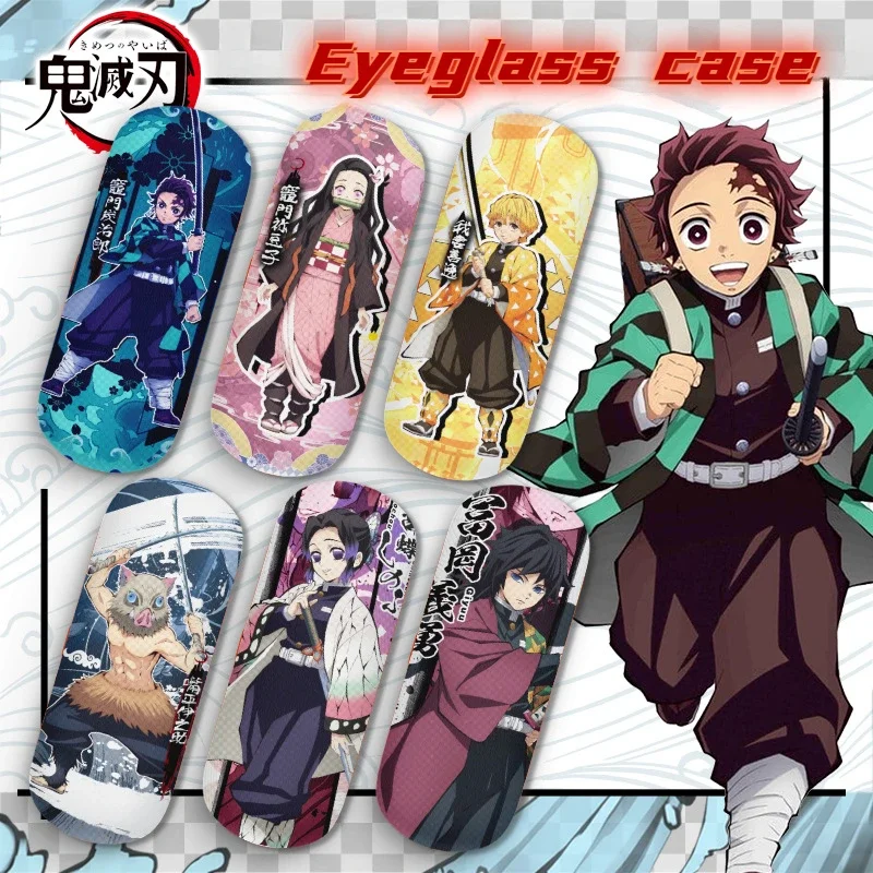 Demon Slayer Anime Glasses Case Tanjirou Nezuko Mitsuri Zenitsu Cosplay Eyeglass Case Leather Metal Myopic Glasses Box Gifts