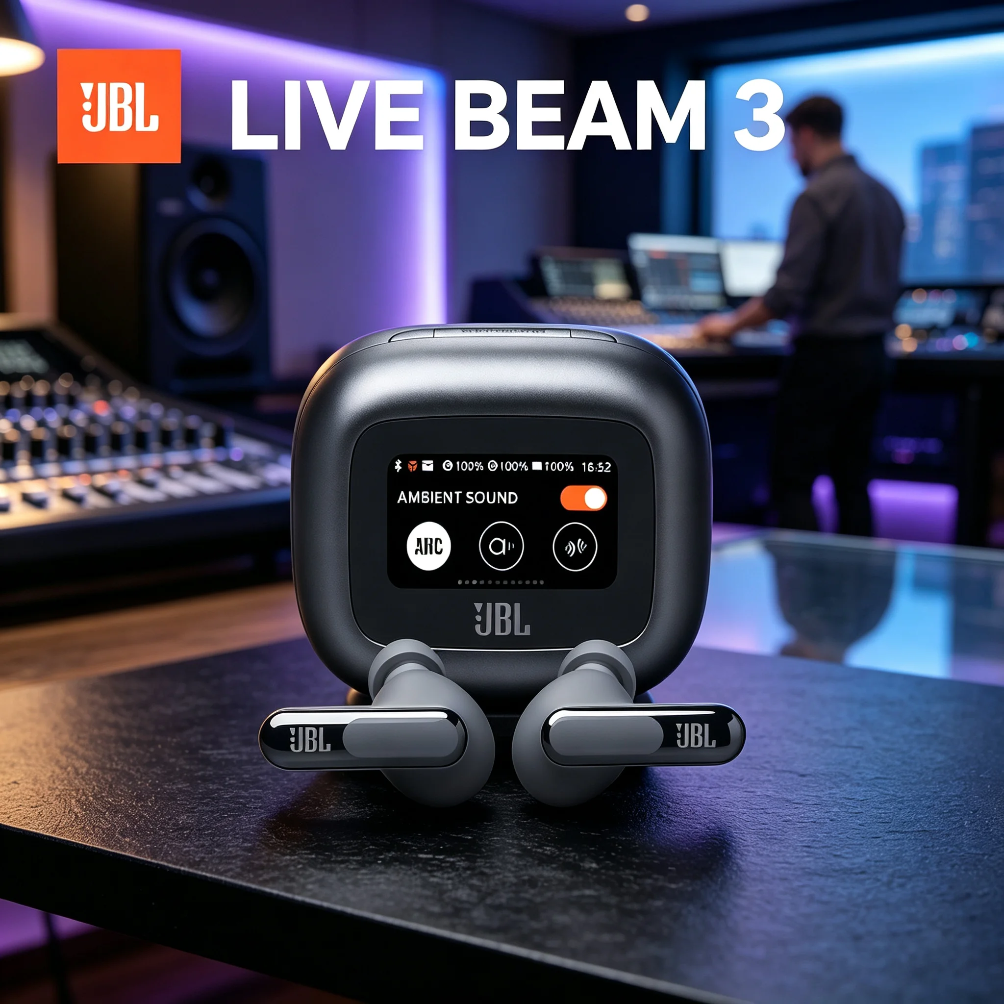 JBL LIVE BEAM 3 Noise Cancelling True Wireless Earbuds, Multi-Point Connection, Deep Bass Earphones For Travel Work And Sports