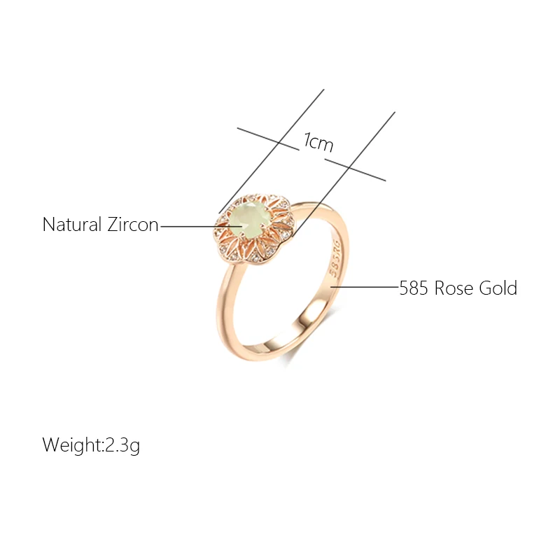 SYOUJYO Lake Green Natural Zircon Rings For Women 585 Rose Gold Color Wedding Fine Jewelry Classic Trendy Ring Gift