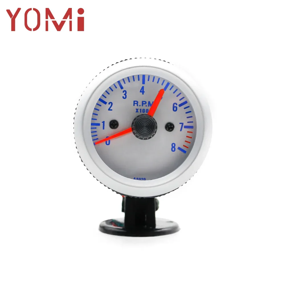 

YOMI 2"52mm 12V Auto Car Tachometer RPM Gauge 0~8000 RPM Meter Fit 4 6 8 Cylinder White LED Auto Car Gauge Meter Gauge Pod