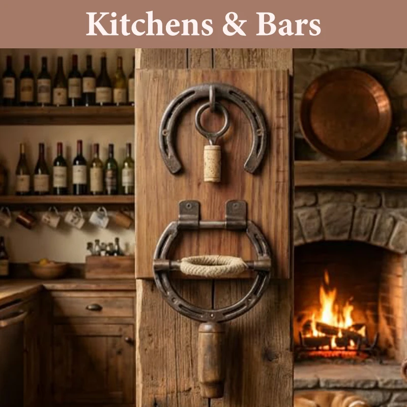 Retro Industrial Decoration Bottle Opener Unique Gift for Kitchen Rural Horseshoe Shaped Bottle Opener Mounted Bottle Opener Can