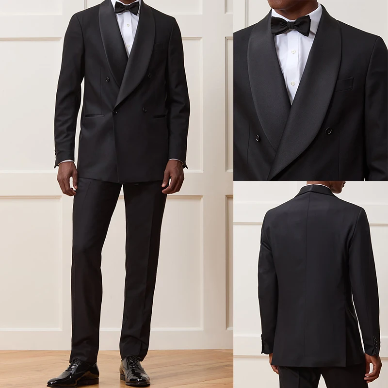 2-piece Men's Suit Set  Double-Breasted Suit Business Casual Plus Size Tailored Man Jacket +Pants