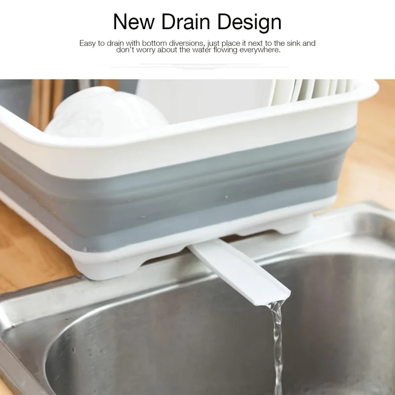 Foldable Dish Drainer Rack - Portable Space-Saving Utensil Organizer for Kitchen/RV/Camper/Trailer, Collapsible Tray