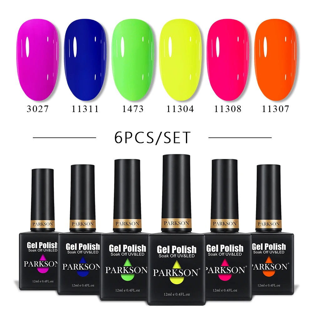 PARKSON 6 teile/los Gel Polnischen Set Semi-permanent Nagellack Hybrid Lacke Top Basis Mantel Nägel Kunst Kit Soak Off UV Lampe Serie