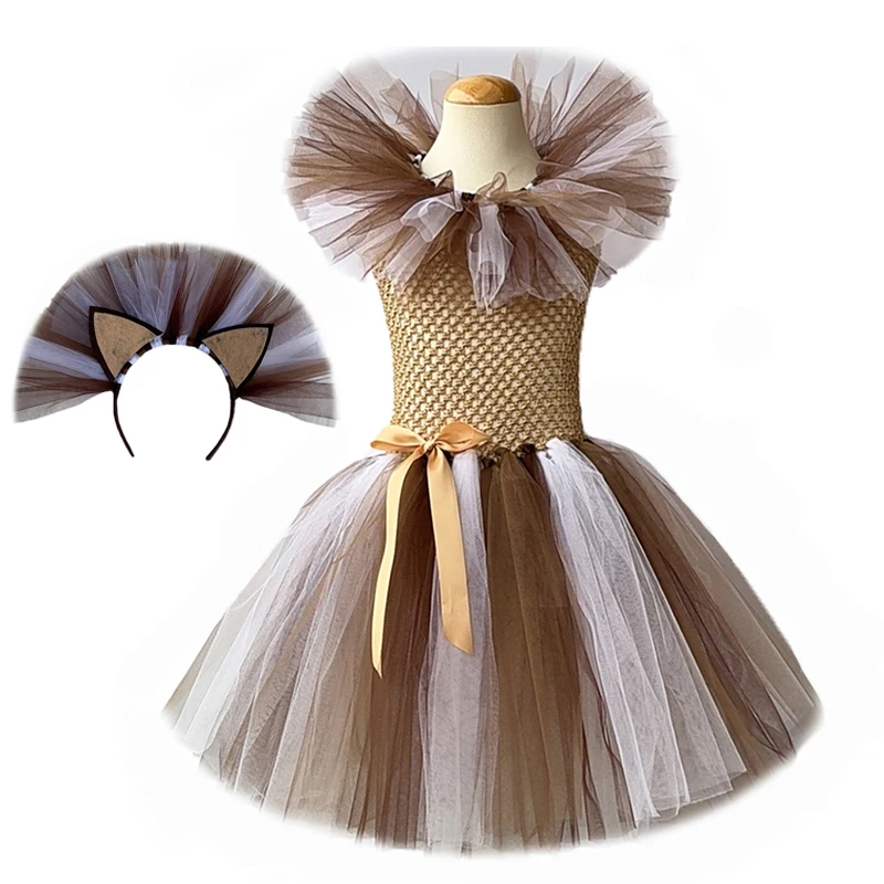 Baby Girls Animal Lion Tutu Dress Outfit for Kids Birthday Party Tulle Dresses Children Christmas Halloween Costumes