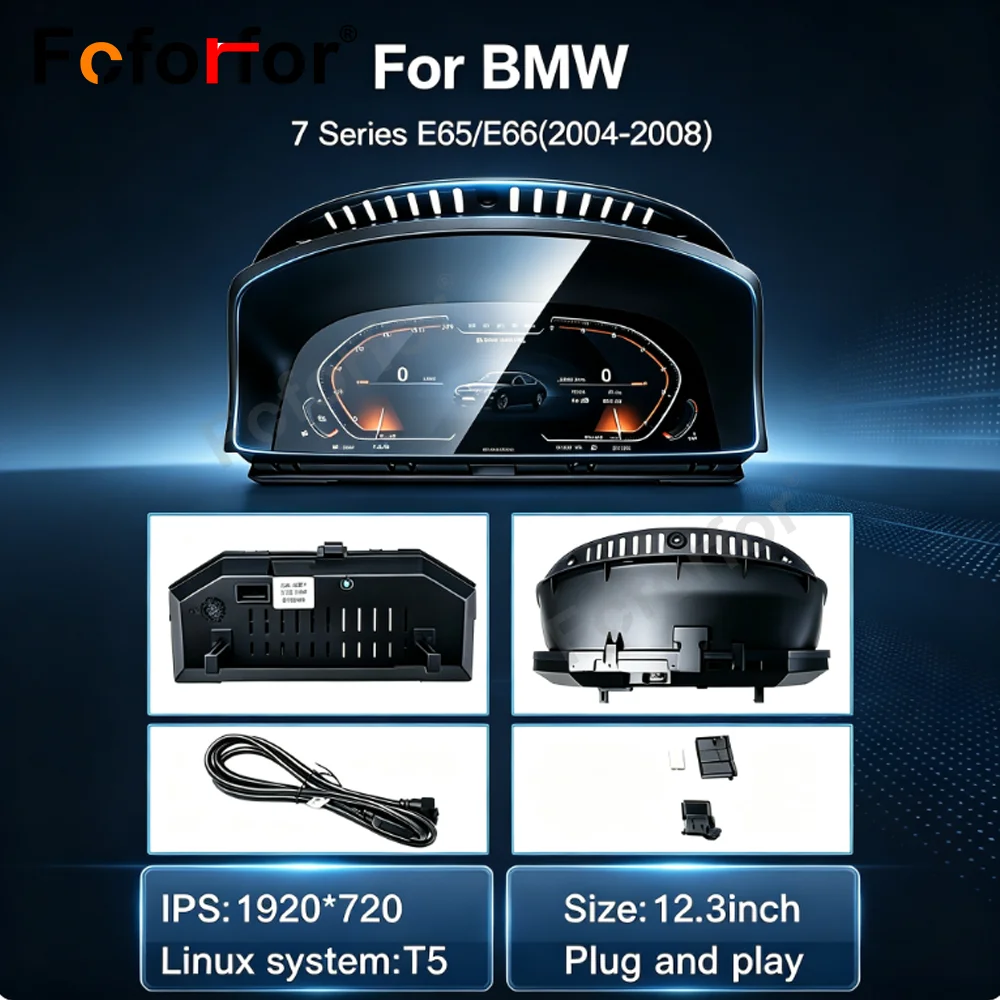 2026 Upgrade Dashboard 12.3 Inch For BMW 7 Series E65/E66 2004-2008 Speedometer Cockpit LCD Digital Cluster Instrument Panel