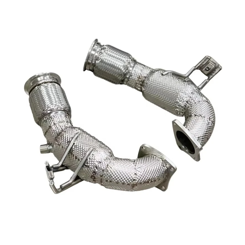 T-304 Manifold HeadShield Down Pipe Sound of Power Smooth Flow With Thermal Insulation for Audi R8 Exhaust System