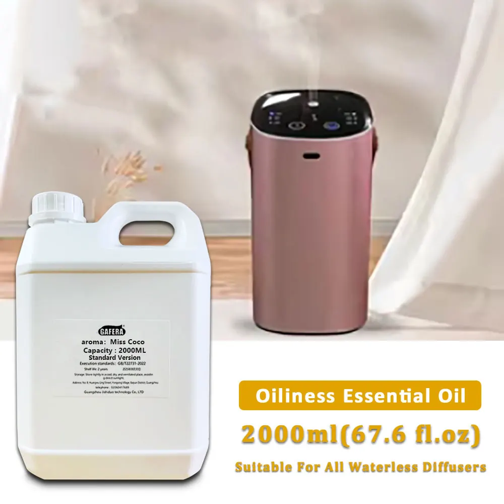 GAFERA 2000ml(67.6 fl.oz) Miss Coco Gardenia Hilton Essential Oils - For Waterless Diffuser, Diffuser Replenish Aromatherapy Oil