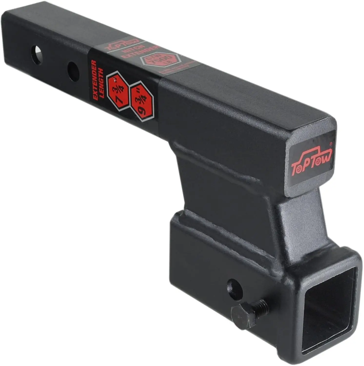 

Trailer Hitch Extender Adapter with 4" Drop/Rise, Adjustable Lengths up to 10", 2" Shank, 7500lbs Capacity in Matte Black