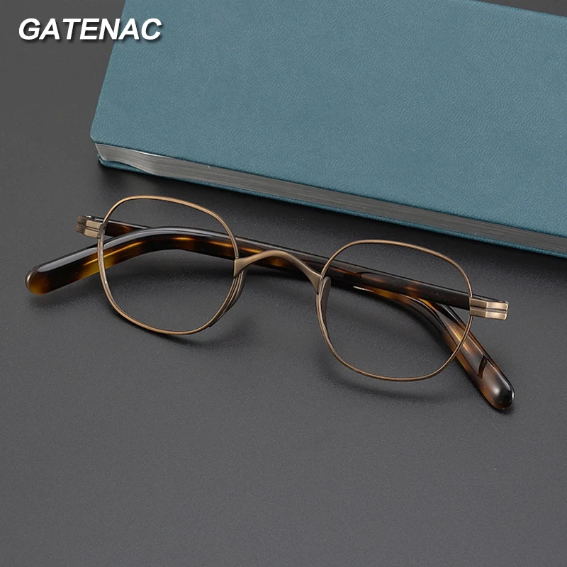 Vintage Acetate Titanium Eyeglasses Frame Men Myopia Optical Prescription Small Glasses Frame Women Retro Luxury Brand Eyewear