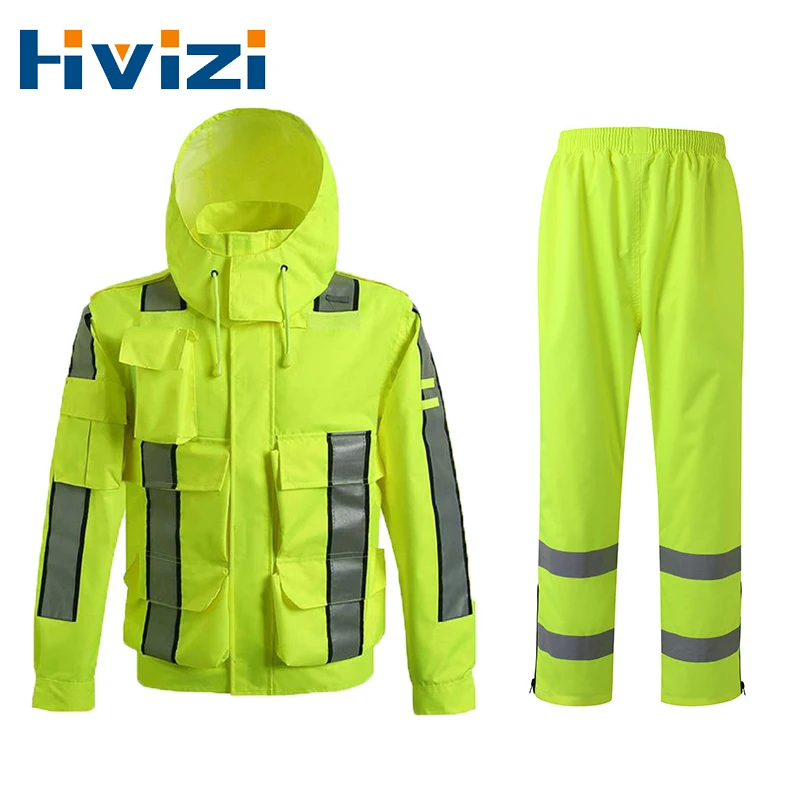 

Men's Rain Suit High Visibility Reflective Work Rain Jacket Pants for All Sport Farm Fishing Motorcycle