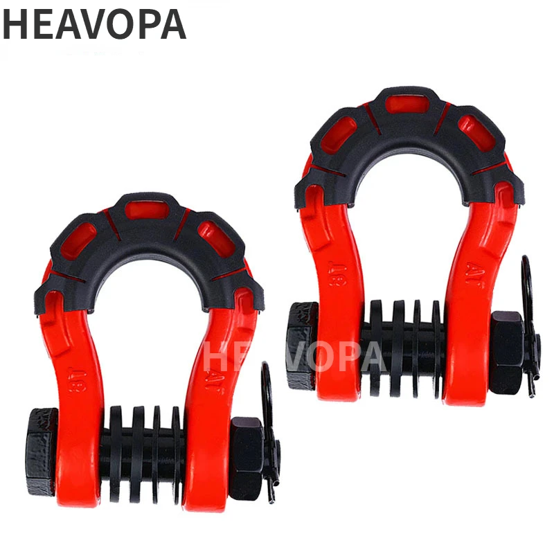 2Pcs 3/4 High strength heavy duty forged shaped off-road vehicle trailer rescue trailer hook 8T shackle spray plastic U-hook