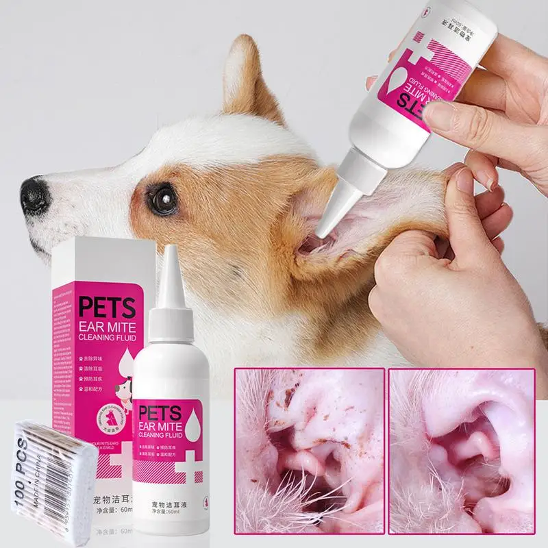 Ear Rinse For Dogs 60ml Natural Liquid Soothe Pet Cat Dog Ear Home And Travel Use Daily Pet Skin Care Ear Stain Removal Liquid